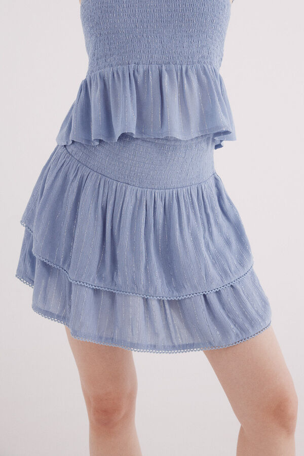 Springfield Saia curta folhos azul