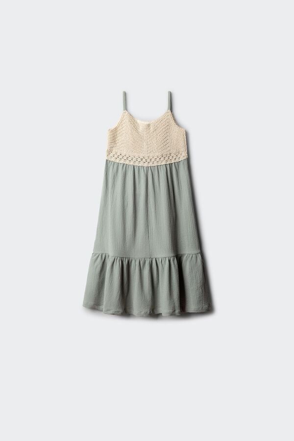 Springfield Kids Vestido detalle crochet ni&ntilde;a verde