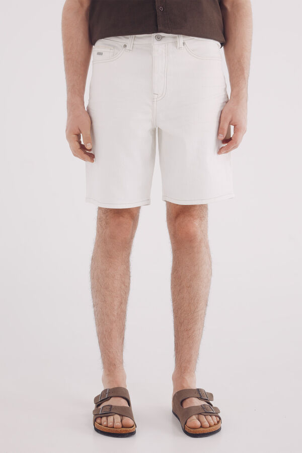 Springfield Bermuda vaquera blanco lavada regular fit estampado