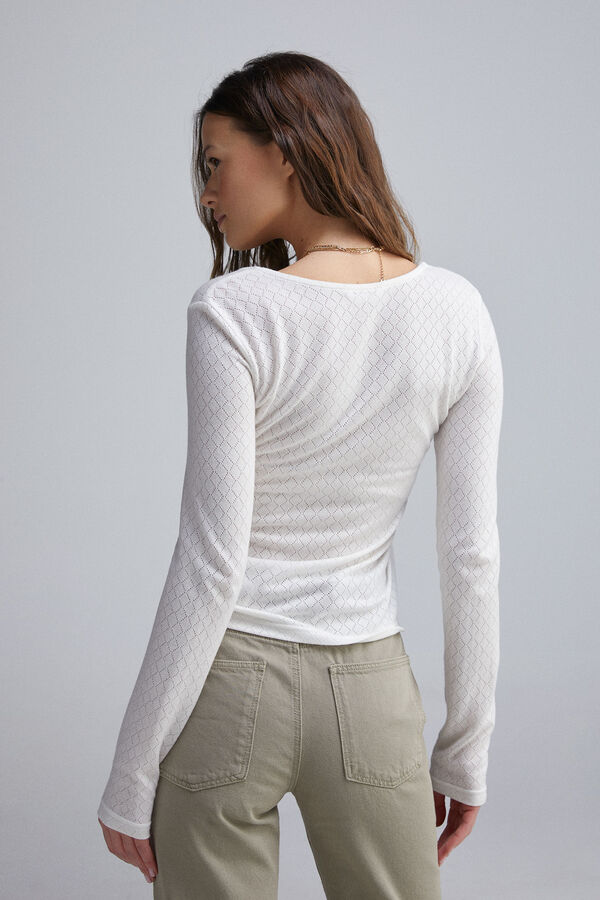 Springfield T-shirt com la&ccedil;o franzido na frente bege