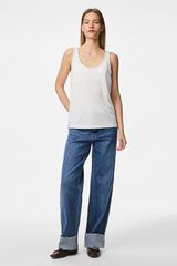 Pieces T-shirt de al&ccedil;as largas branco