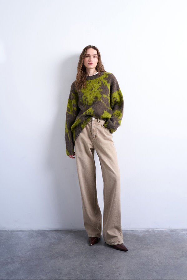 Topshop Camisola de manga comprida com bordado verde