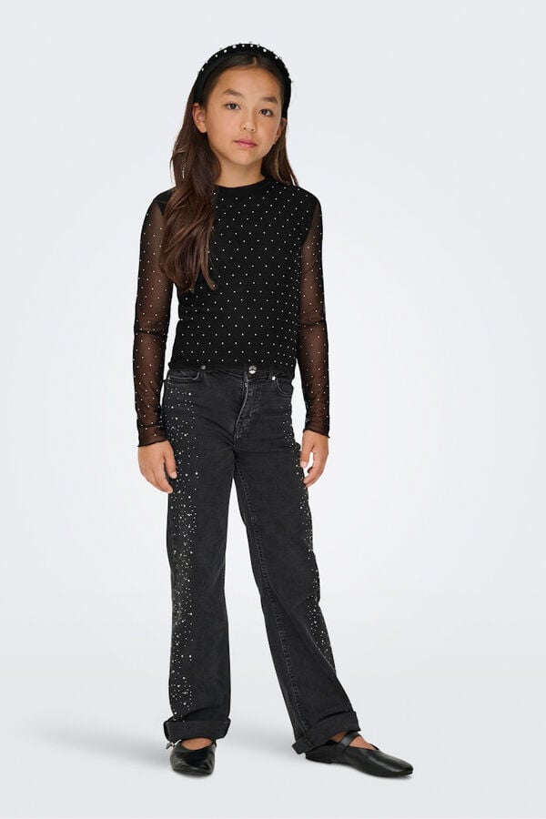 Only Girls Top de malha com detalhe de brilho preto