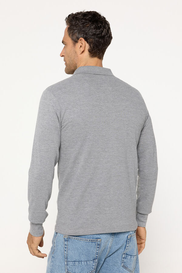 Brave Soul Polo de manga larga con bordado gris