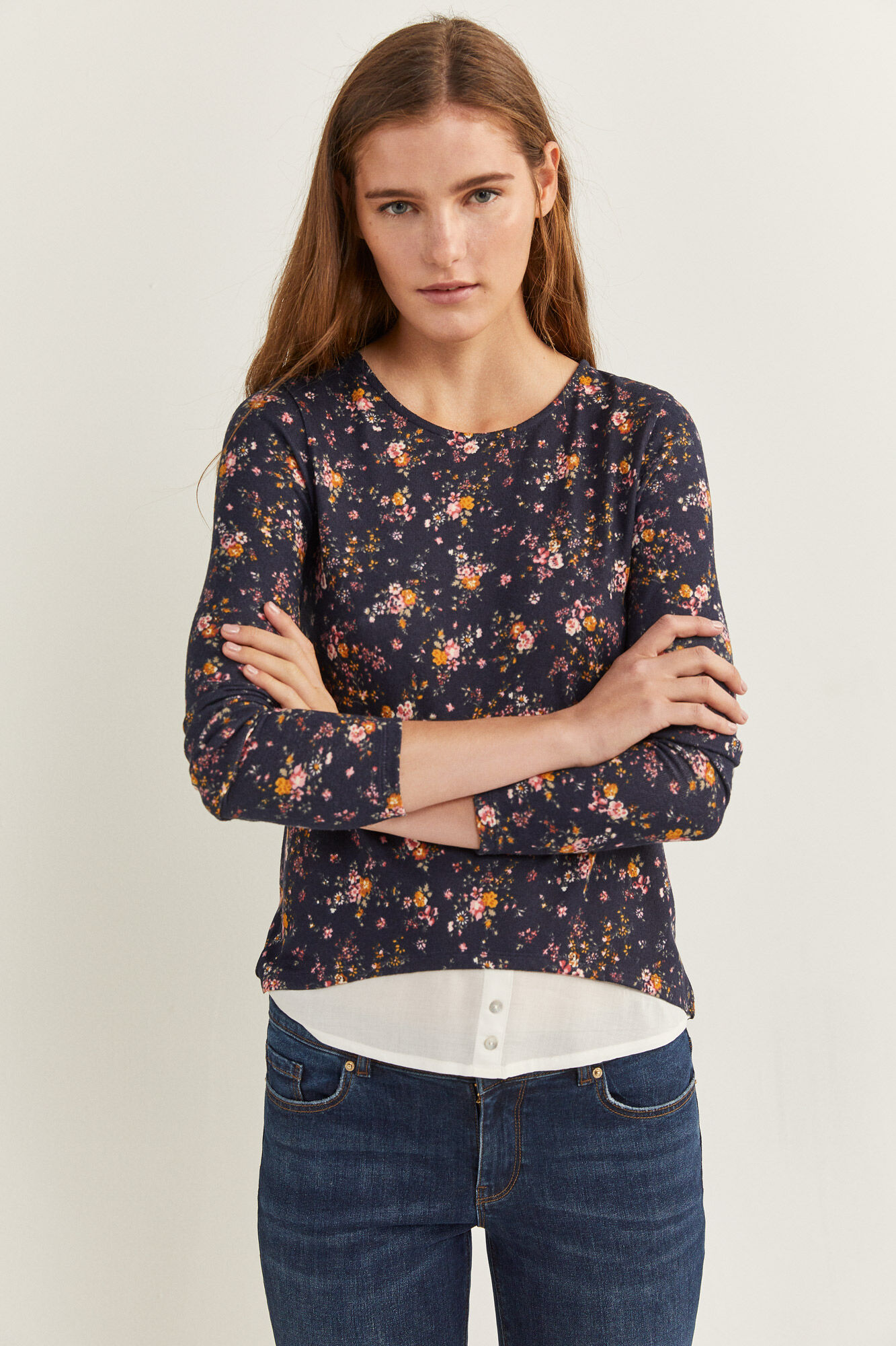 Springfield Camiseta Bimateria Estampada