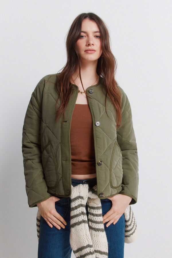Springfield Casaco curto acolchoado verde Caqui escuro