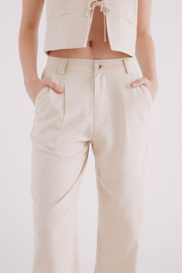 Springfield Pantal&oacute;n b&aacute;sico lino estampado