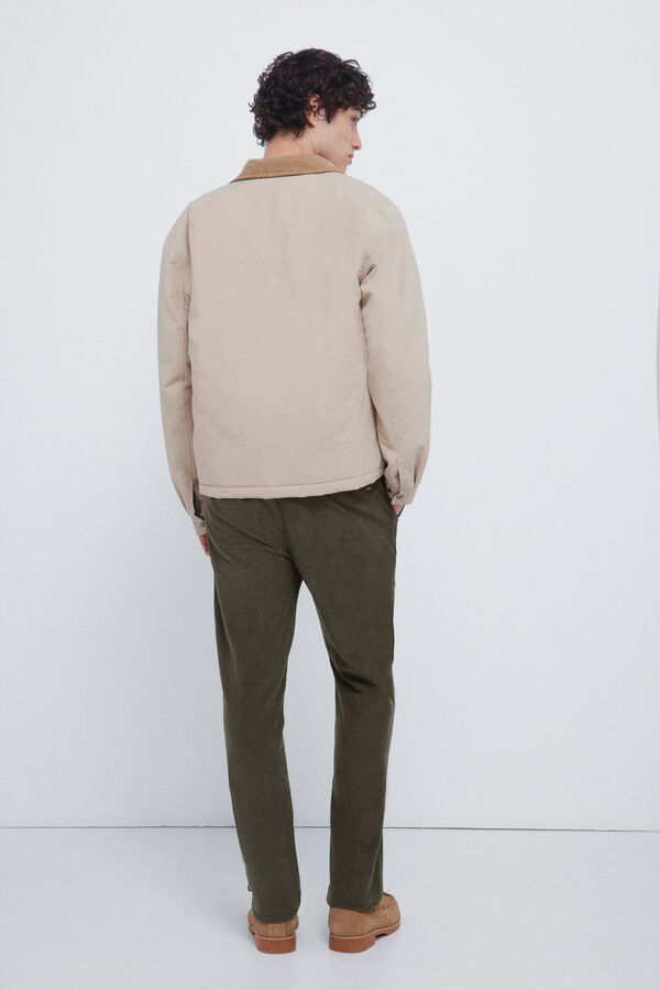Springfield Pantal&oacute;n chino micro pana slim fit kaki
