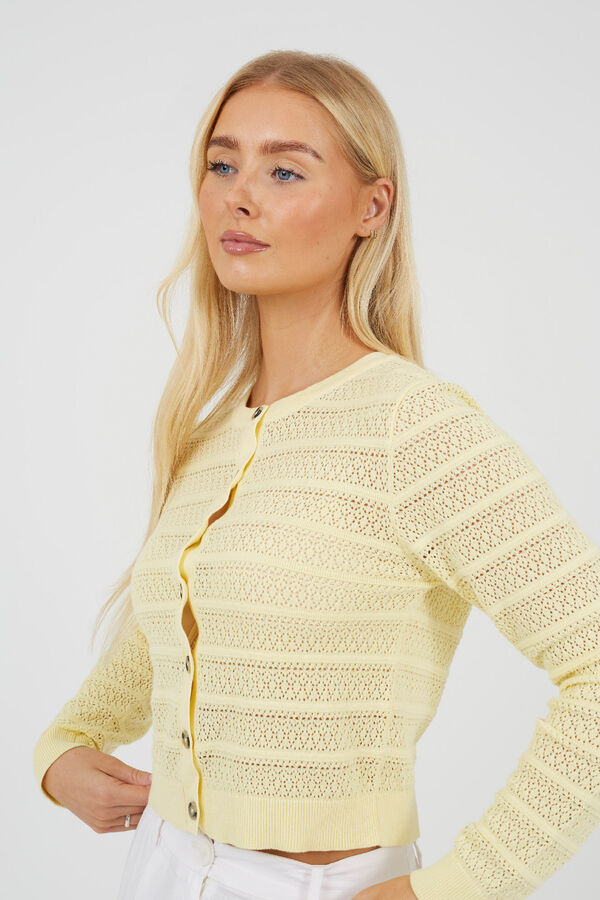 Brave Soul Chaqueta de punto troquelado amarillo