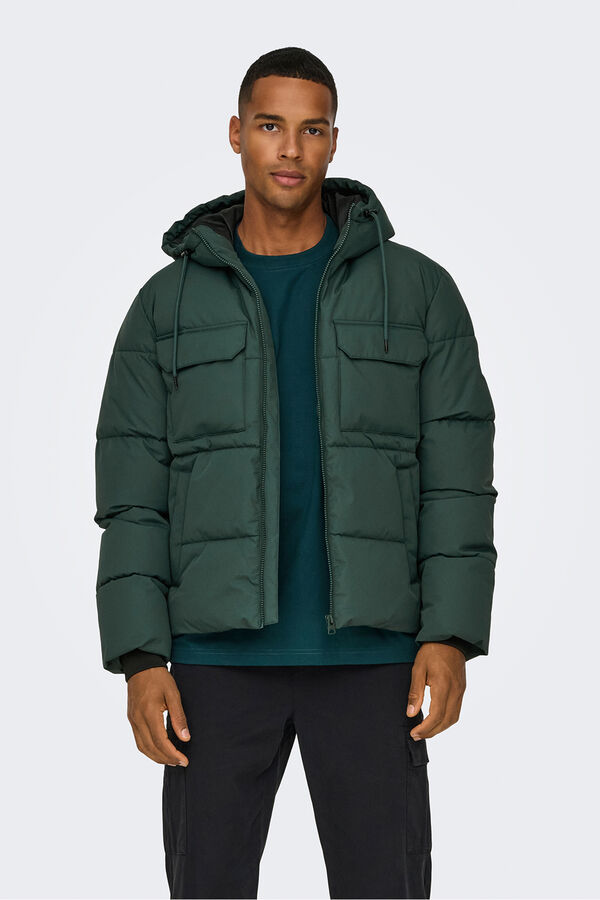 Only & Sons Casaco acolchoada com capuz verde