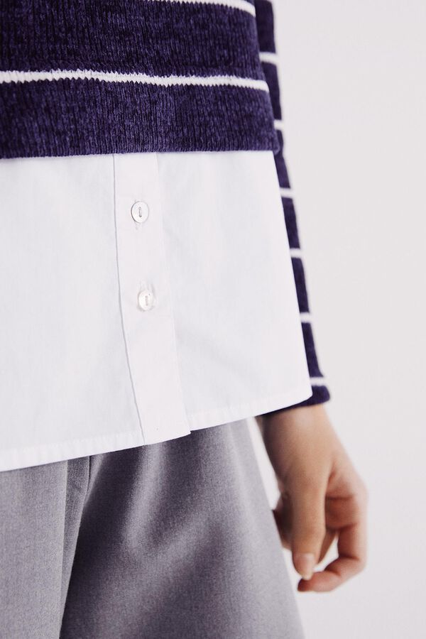 Springfield Camiseta combinada em chenille azul