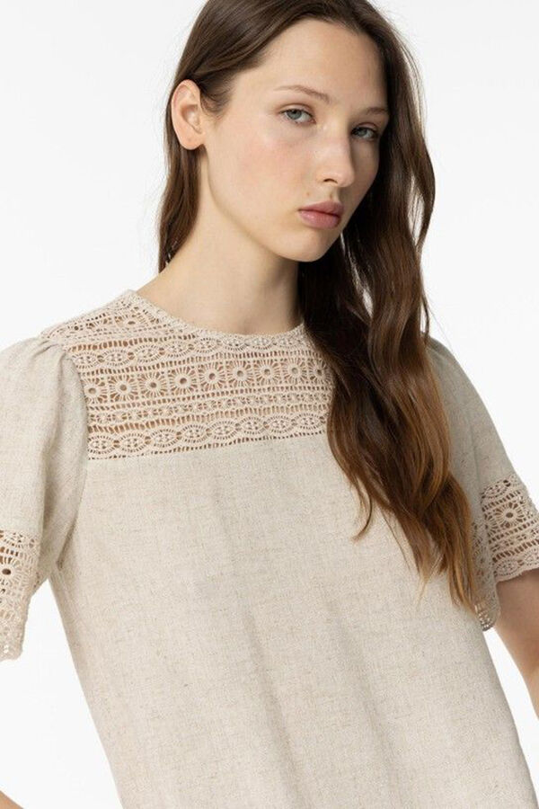 Tiffosi Blusa R&uacute;stica con Encaje nude