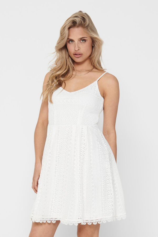 Only Vestido de tirantes encaje blanco
