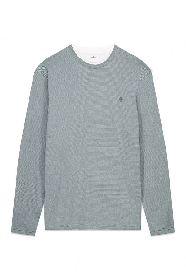 Springfield Camiseta manga larga doble microraya verde