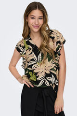 JDY Blusa decote em bico folhos preto