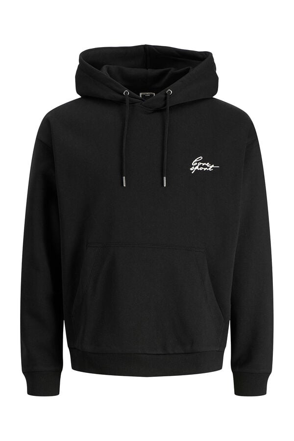 Jack & Jones Sudadera con capucha felpa suave negro