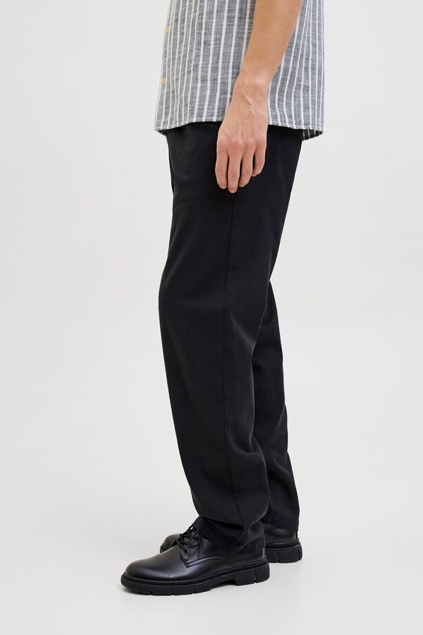 JJ REBEL Cal&ccedil;a jogger regular fit em linho preto