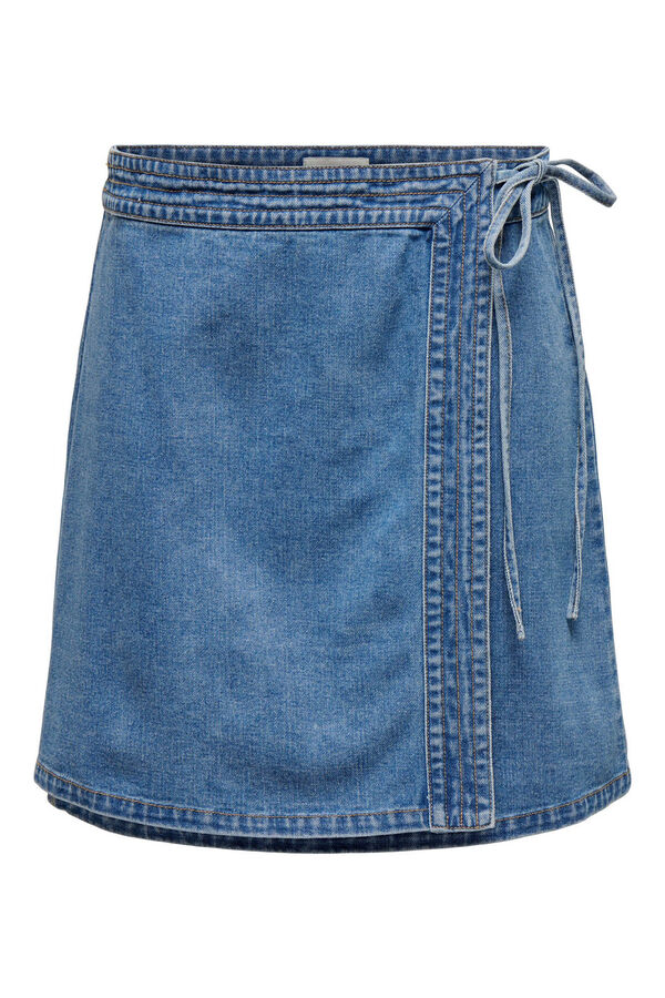 Only Falda mini denim cruzada azul