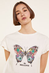 Springfield Camiseta Mariposa beige