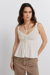 Springfield Top tirantes estructura crochet lazo marfil