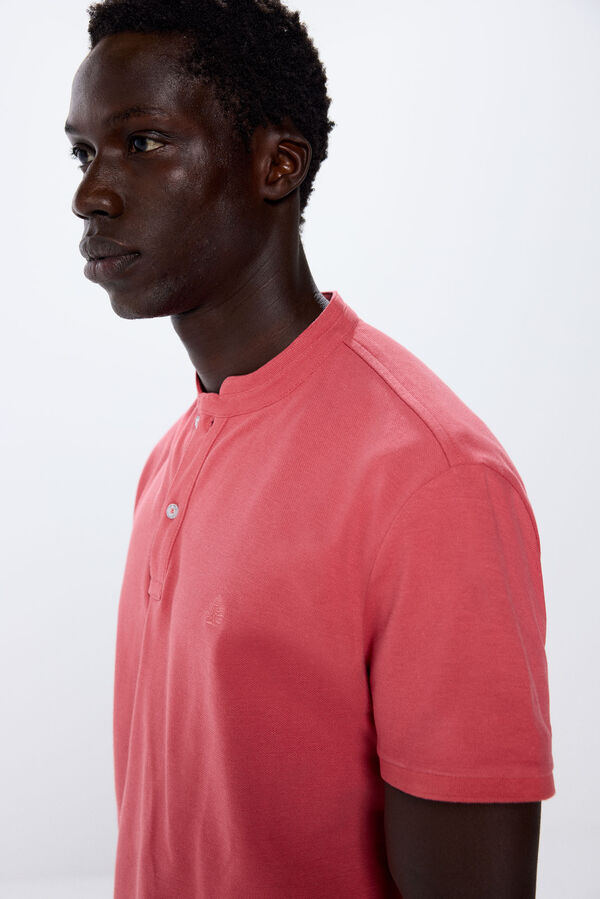 Springfield Camisa p&oacute;lo em piqu&eacute; com gola Mao vermelho