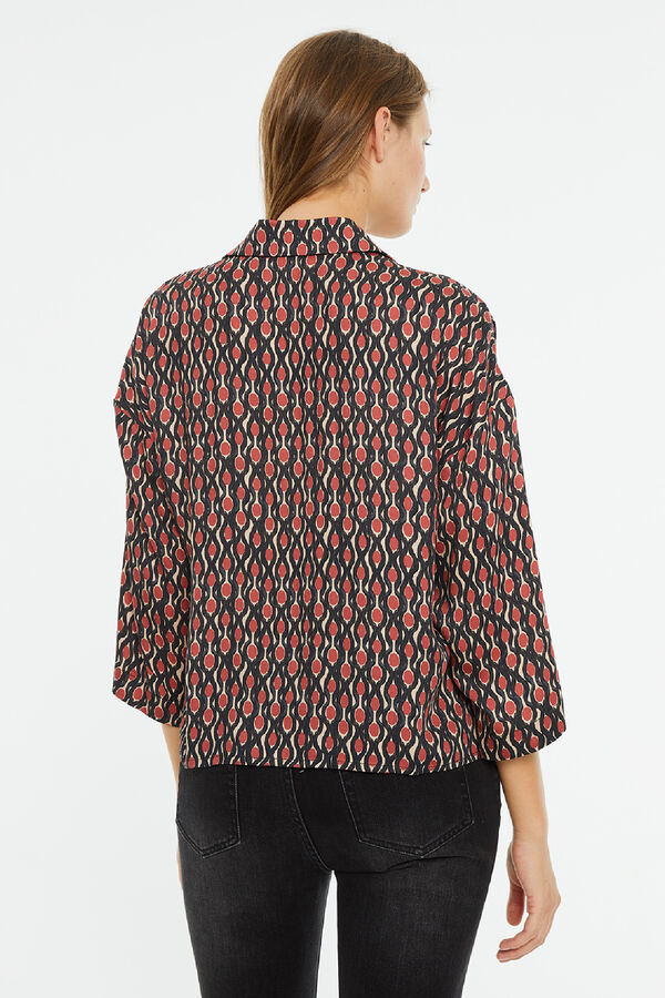 System Action Camisa manga comprida com estampado geom&eacute;trica estampado