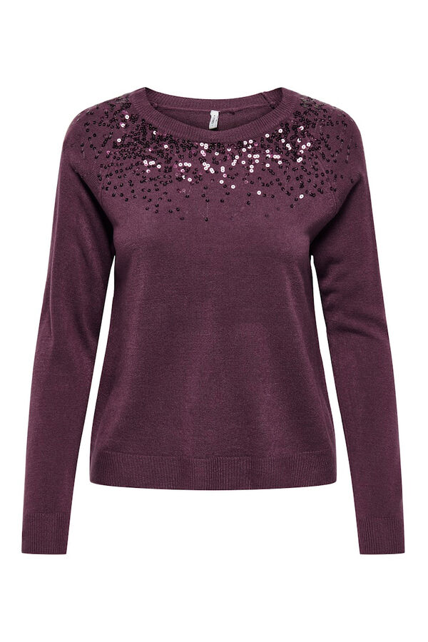 Only Jersey con lentejuelas burdeos
