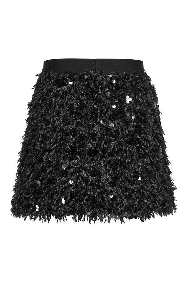 Only Falda corta de plumas y lentejuelas negro