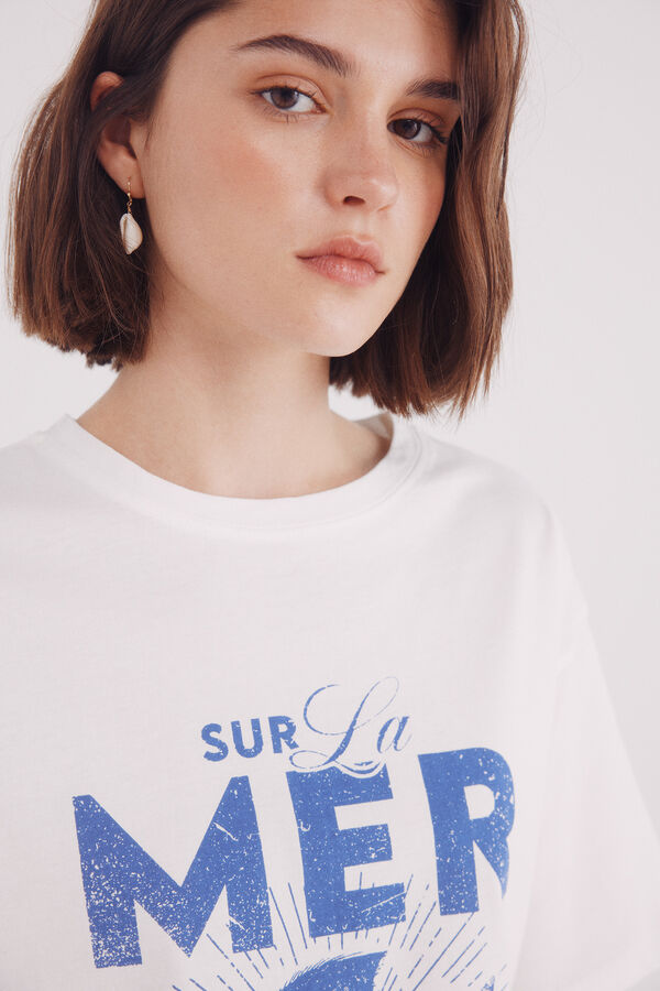 Springfield Camiseta "Sur la mer" blanco