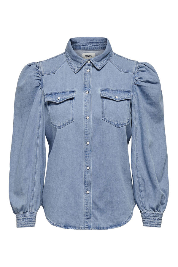 Only Camisa denim manga comprida azul