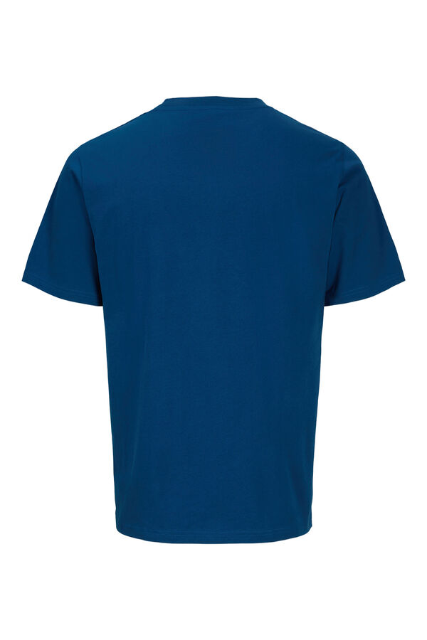 Jack & Jones PLUS T-shirt estampada em algod&atilde;o azul