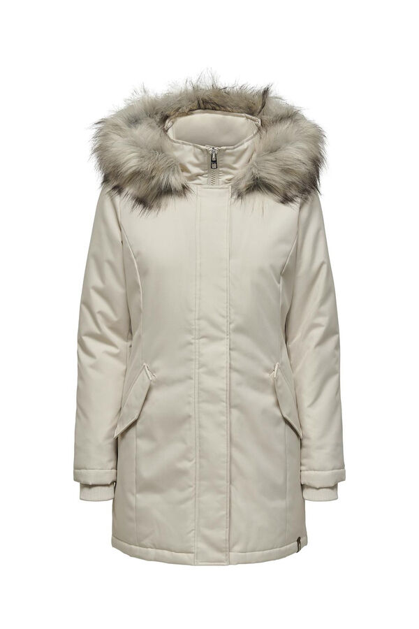 Only Parka com capuz e pele cinzento