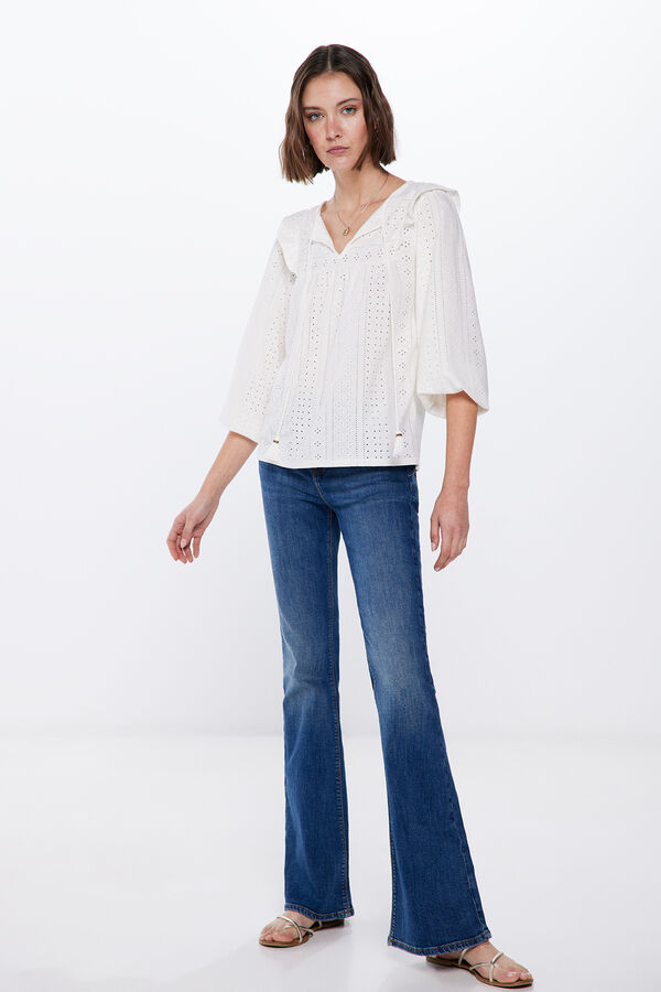 Springfield Blusa Bordado Suizo Circular beige