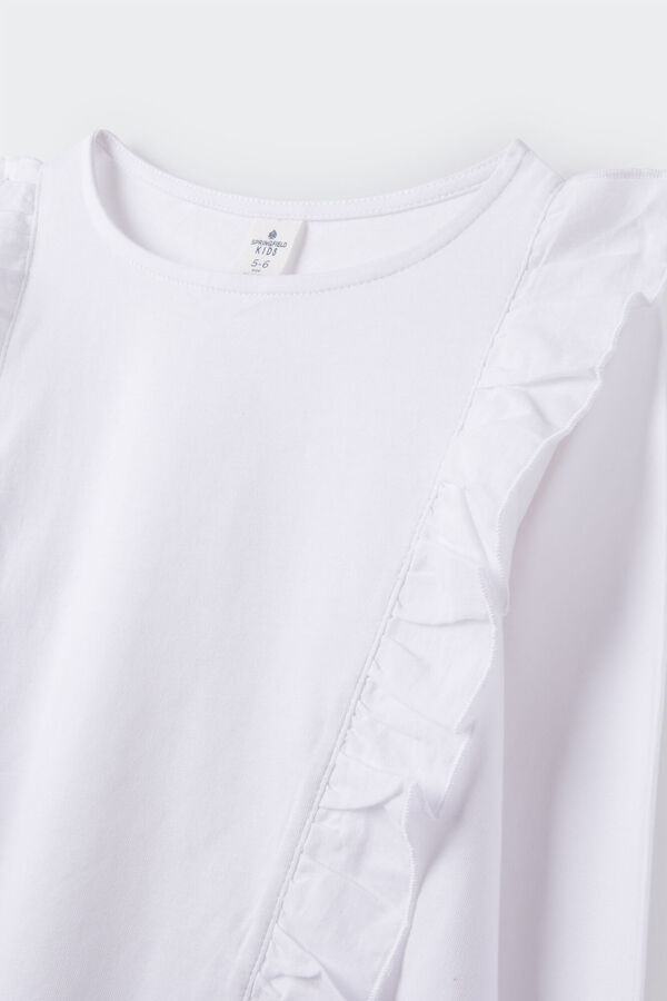 Springfield Kids T-shirt com folhos para menina branco