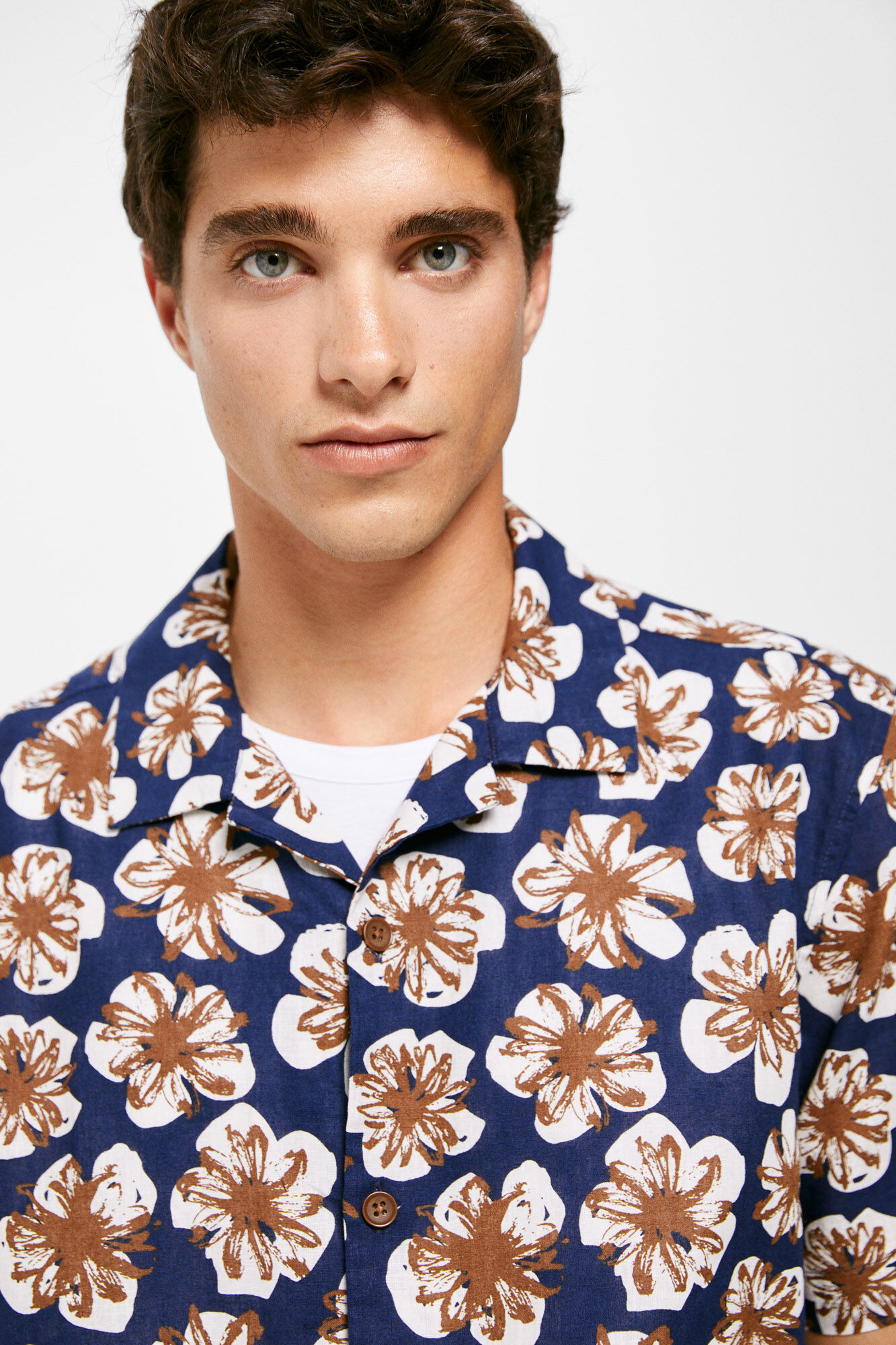 Springfield Camisa lino estampada