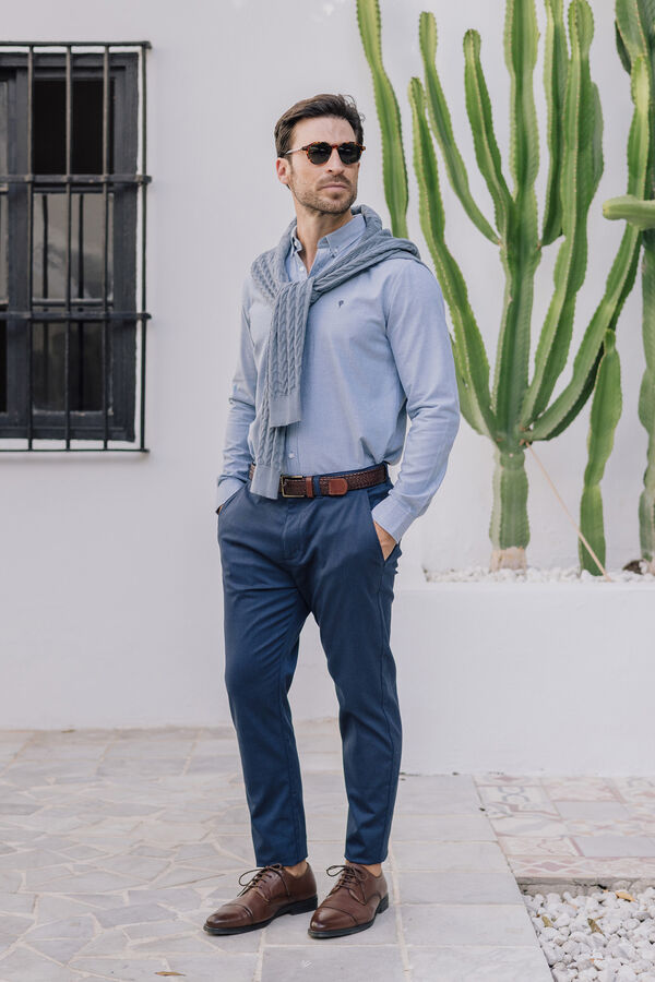 Celopman Camisa Oxf.Liso Con Brushed azul