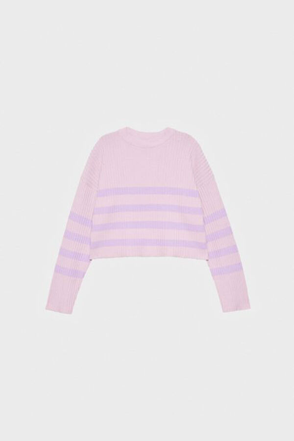 Inside Jersey Cuello Redondo Rayas morado/lila