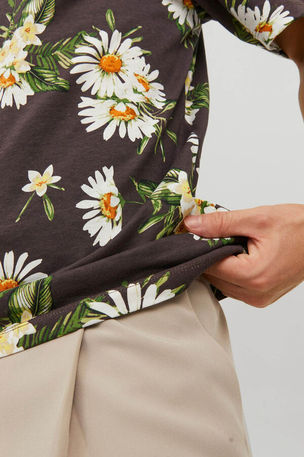 Jack & Jones Camiseta print floral marrón