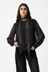 Tiffosi Blusa Semitransparente Drapeada preto