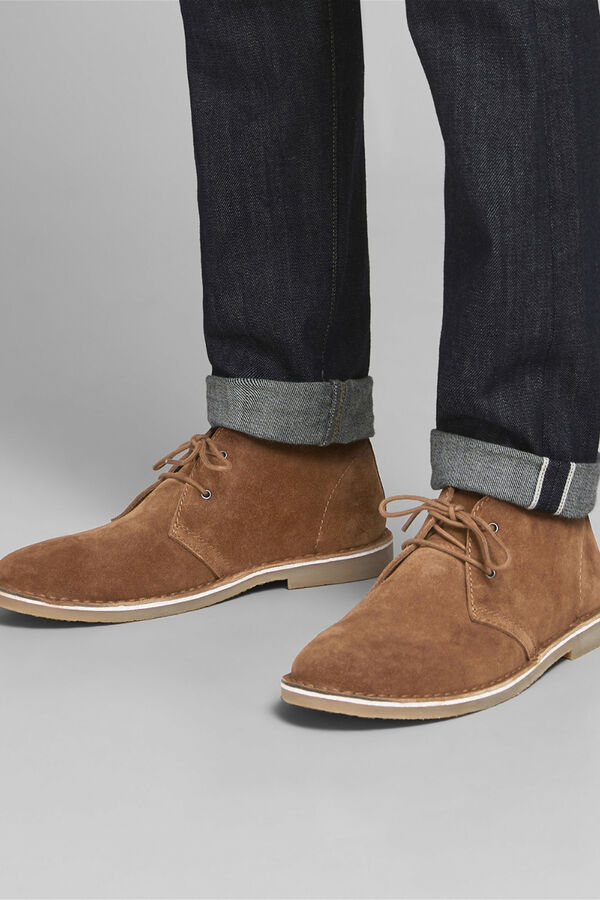 Jack & Jones Botins de camur&ccedil;a com cadar&ccedil;o cru