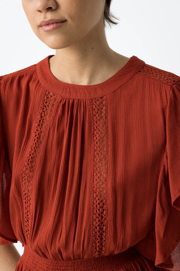 Tiffosi Blusa com folhos vermelho