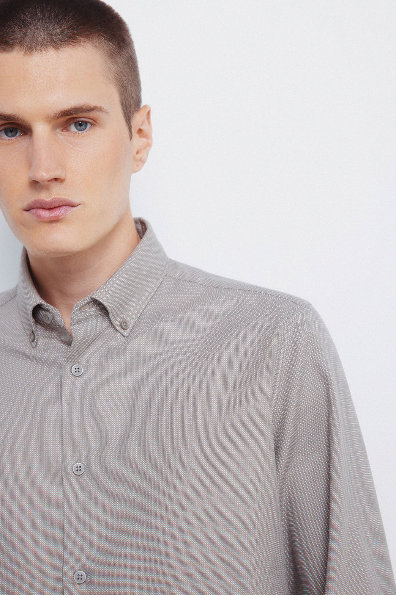 Springfield Camisa vestir estructura bicolor