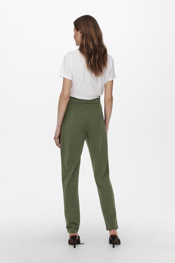 JDY Pantal&oacute;n pinzas ajustado y de cintura alta kaki
