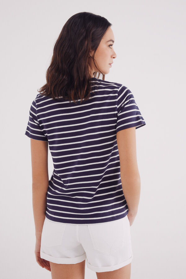 Springfield T-shirt de algod&atilde;o com bot&otilde;es nos ombros azul