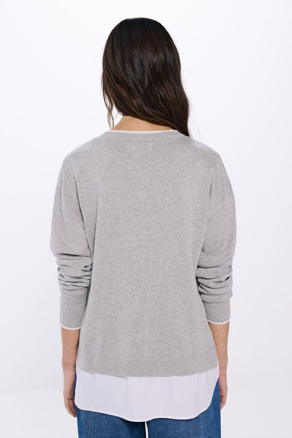 Springfield Suéter combinado de algodão "brilhante" cinzento