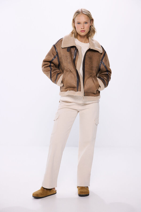 Springfield Cazadora doble faz contraste marr&oacute;n