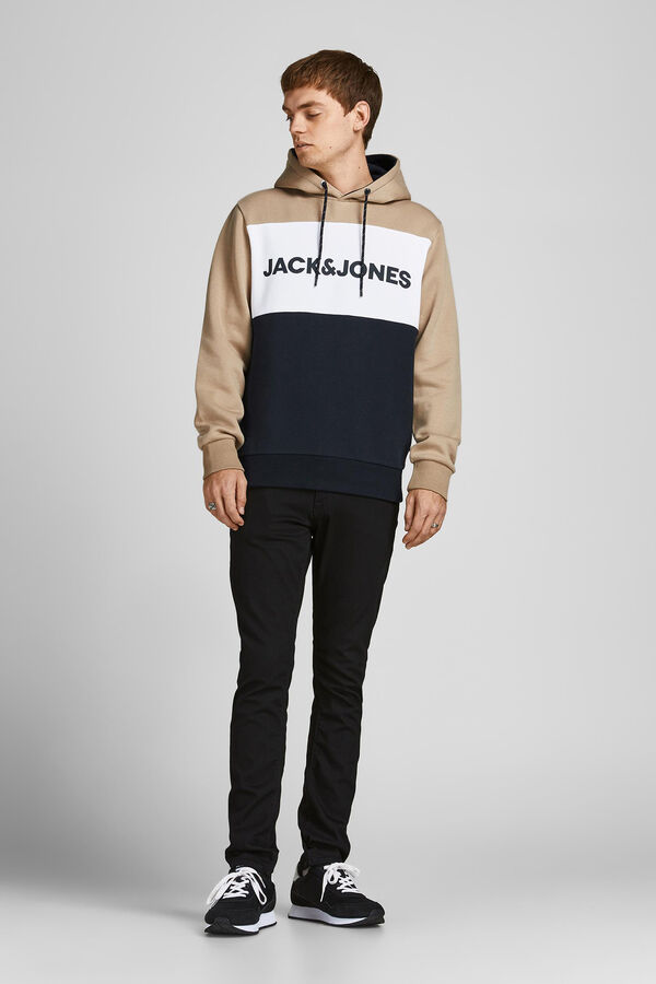 Jack & Jones Sudadera logo color block beige