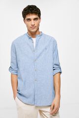 Springfield Camisa lino mao azul