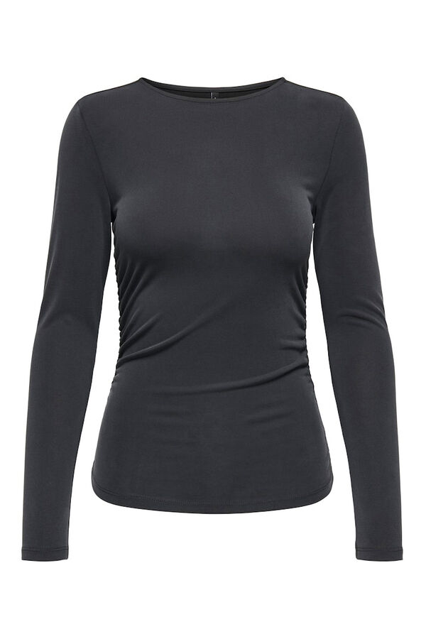 Only Top fruncido manga larga negro