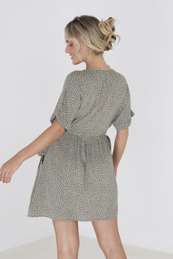 Brave Soul Vestido curto com botões bege